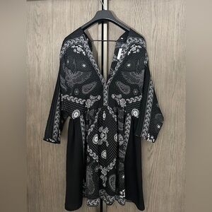 Sandro Paisley black & white Midi dress